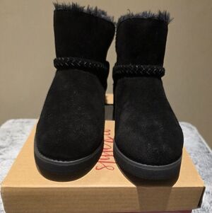 Style & Co. Black Suede Braided-Trim Ankle Booties